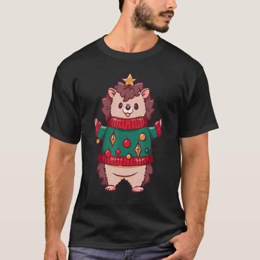 Hedgehog Christmas Tree Ornament Decor Hedgehog Xm Tシャツ (正面)