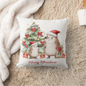 Hedgehog Christmas Tree Presents Kids クッション (ブランケット)