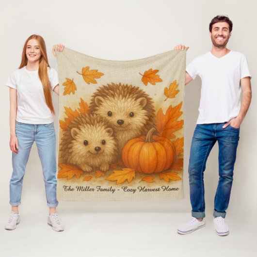 hedgehog - cozy harvest home & family name script フリースブランケット (インサイチュ)