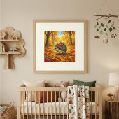 Hedgehog Forest Animals Nursery Poster ポスター