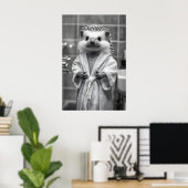 Hedgehog in Bathrobe Art Print, Funny Bathroom ポスター (ホームオフィス)