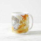 Hedgehog In Fall Leaves コーヒーマグカップ (正面右)