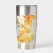 Hedgehog In Fall Leaves 保温保冷タンブラー (背面)