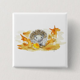 Hedgehog In Fall Leaves 缶バッジ