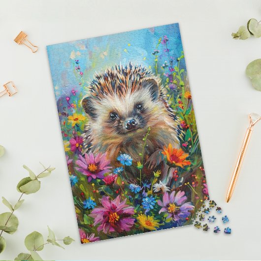 Hedgehog in Wildflower Field Jigsaw Puzzle ジグソーパズル
