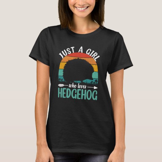 Hedgehog Just A Girl Who Loves Hedgehogs Retro Vin Tシャツ (正面)