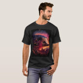 Hedgehog mountains sunset retro 70s vintage  6 tシャツ (正面フル)
