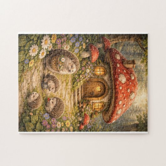 Hedgehog Mushroom Home ジグソーパズル (横)