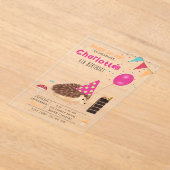 Hedgehog Mushroom Woodland Forest Balloon Birthday アクリル招待状 (レイダウン)