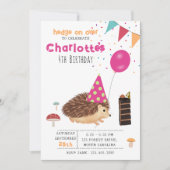 Hedgehog Mushroom Woodland Forest Balloon Birthday 招待状 (正面)