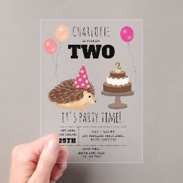 Hedgehog Mushroom Woodland Forest Funny Birthday アクリル招待状