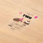 Hedgehog Mushroom Woodland Forest Funny Birthday アクリル招待状 (レイダウン)