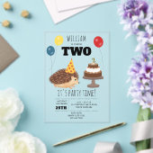 Hedgehog Mushroom Woodland Forest Funny Birthday アクリル招待状 (インサイチュ (ウェディング))