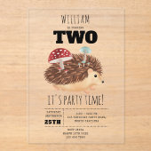 Hedgehog Mushroom Woodland Forest Funny Birthday アクリル招待状 (正面)