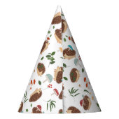 Hedgehog Mushroom Woodland Forest Funny Birthday パーティーハット (裏面)