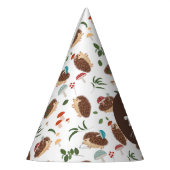 Hedgehog Mushroom Woodland Forest Funny Birthday パーティーハット (左)