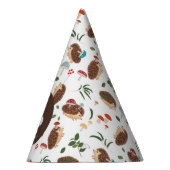 Hedgehog Mushroom Woodland Forest Funny Birthday パーティーハット (右)