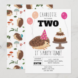 Hedgehog Mushroom Woodland Forest Funny Birthday 招待状