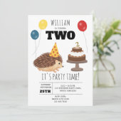 Hedgehog Mushroom Woodland Forest Funny Birthday 招待状 (スタンド正面)