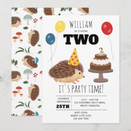 Hedgehog Mushroom Woodland Forest Funny Birthday 招待状