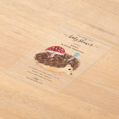 Hedgehog Mushroom Woodland Funny Baby Shower アクリル招待状 (レイダウン)