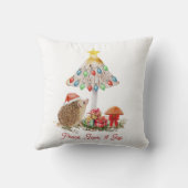 Hedgehog Mushrooms Woodland Christmas クッション (裏面)