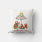Hedgehog Mushrooms Woodland Christmas クッション (正面)