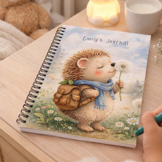 Hedgehog Personalized Kids Journal ノートブック