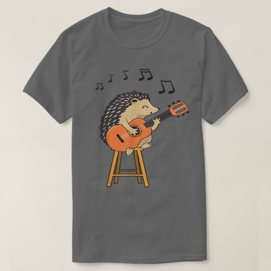 Hedgehog Playing Acoustic Guitar Cute Player Hedge Tシャツ (デザイン正面)