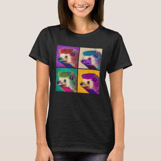Hedgehog Pop Illustration Colorful Animal Women Tシャツ (正面)