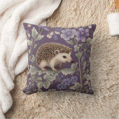Hedgehog Purple William Morris Inspired Floral クッション (ブランケット)