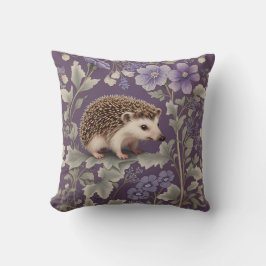 Hedgehog Purple William Morris Inspired Floral クッション