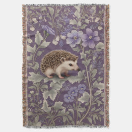 Hedgehog Purple William Morris Inspired Floral スローブランケット