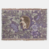 Hedgehog Purple William Morris Inspired Floral スローブランケット (正面)