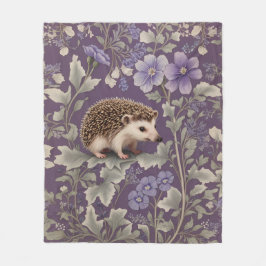 Hedgehog Purple William Morris Inspired Floral フリースブランケット