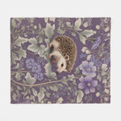 Hedgehog Purple William Morris Inspired Floral フリースブランケット (正面(横))