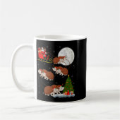 Hedgehog Santa Sleigh Flying Funny Magical Christm コーヒーマグカップ (左)
