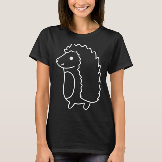 Hedgehog Silhouette Cute Forest Animal Sketch Tシャツ (正面)