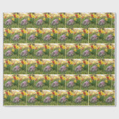 Hedgehog Sniffing a Yellow Daffodil ラッピングペーパー (フラット)