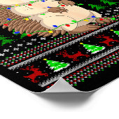 Hedgehog Ugly Christmas Sweaters Holiday Santa Cut ポスター (角)