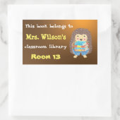 Hedgehog with Books Classroomライブラリ蔵書票 長方形シール (バッグ)