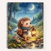 Hedgehog With Lantern Personalized Kids Journal ノートブック (正面)
