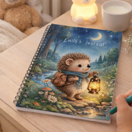 Hedgehog With Lantern Personalized Kids Journal ノートブック