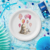 Hedgehog with pink balloons  ペーパープレート (パーティー)