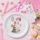 Hedgehog with pink balloons  ペーパープレート (パーティー)