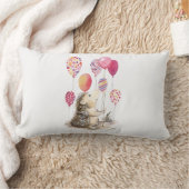 Hedgehog with pink balloons  ランバークッション (ブランケット)