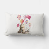 Hedgehog with pink balloons  ランバークッション (正面)