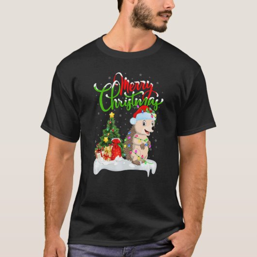Hedgehog  Xmas Decorations Santa Hedgehog Christma Tシャツ (正面)