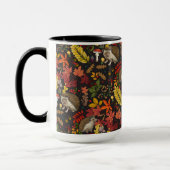 Hedgehogs and autumn forest flora on black マグカップ (左)
