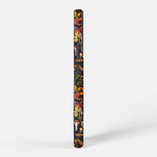 Hedgehogs and autumn forest flora on black samsung galaxyケース (右側面)